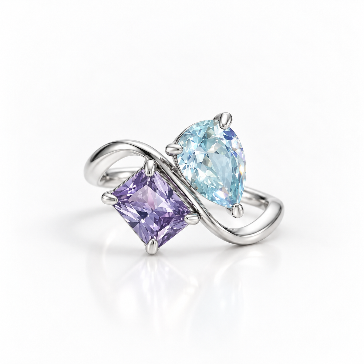 Two birthstone ring, personalised gift for her