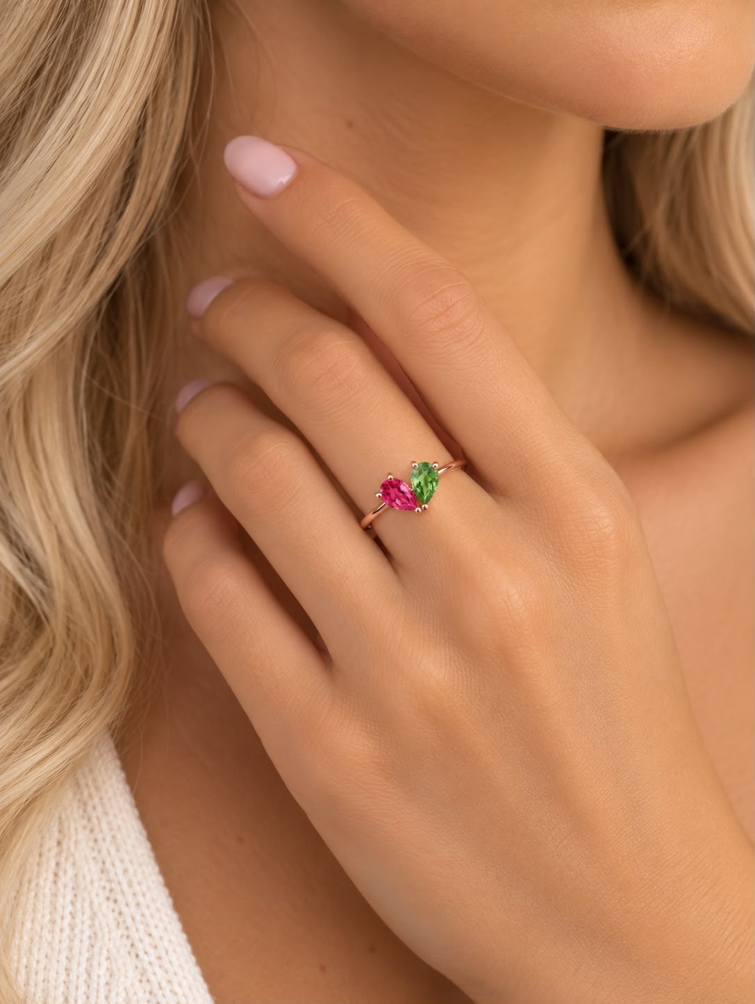 Célia birthstone ring with two birthstones