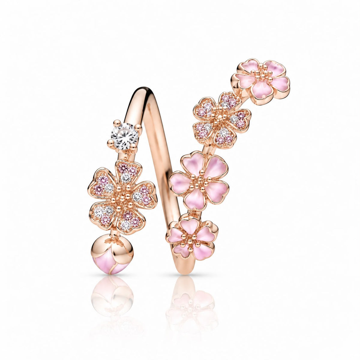 Éclore flower ring with sparkling zirconia stones
