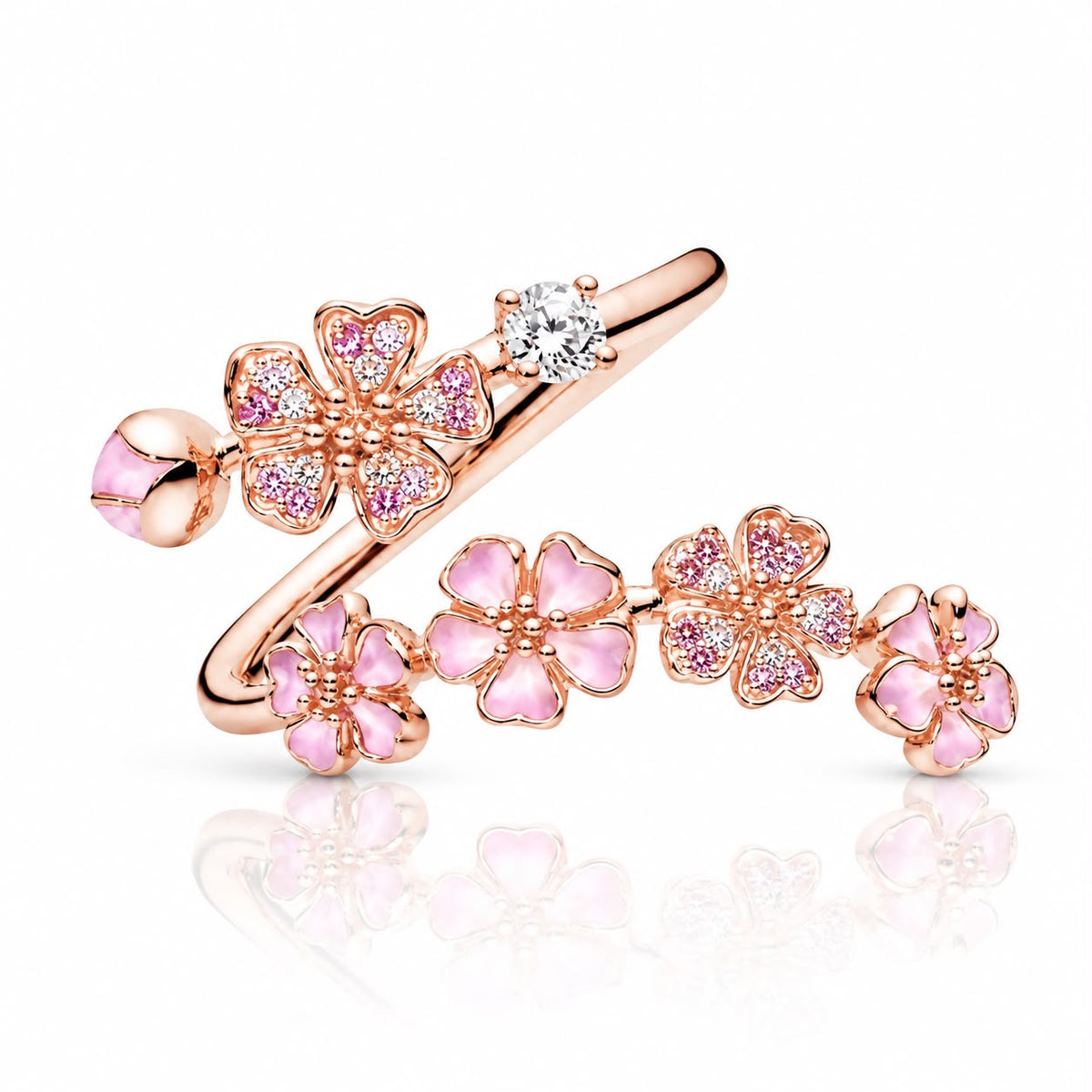 Éclore flower ring with sparkling zirconia stones