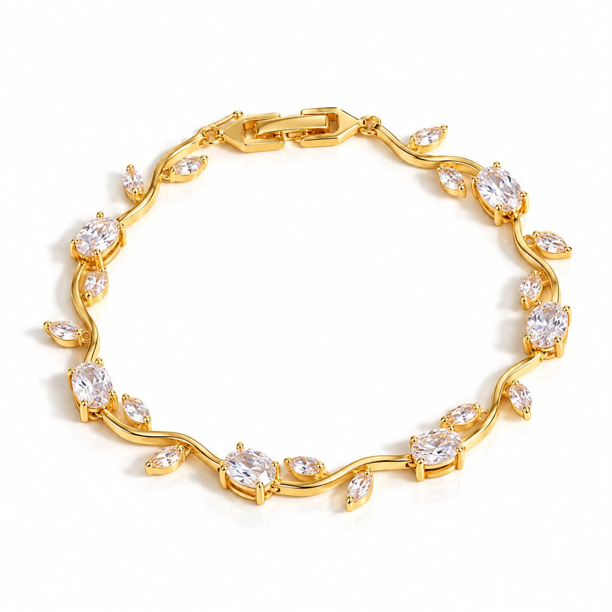 Rosé tulip bracelet with colourful marquise crystals