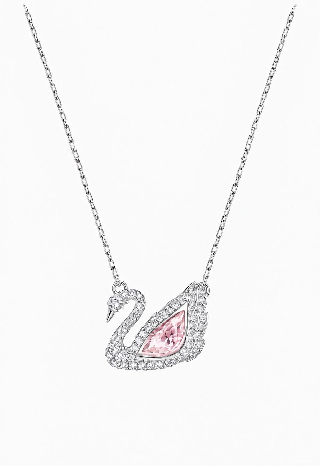 Swané swan necklace with pink crystal pendant