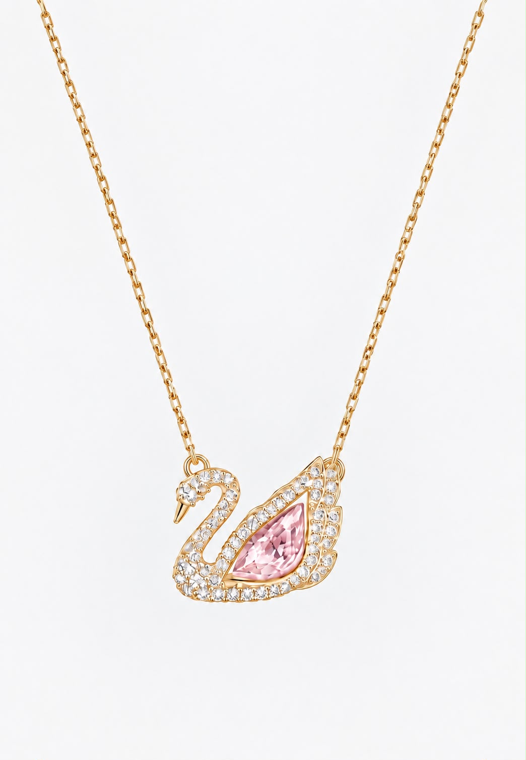 Swané swan necklace with pink crystal pendant