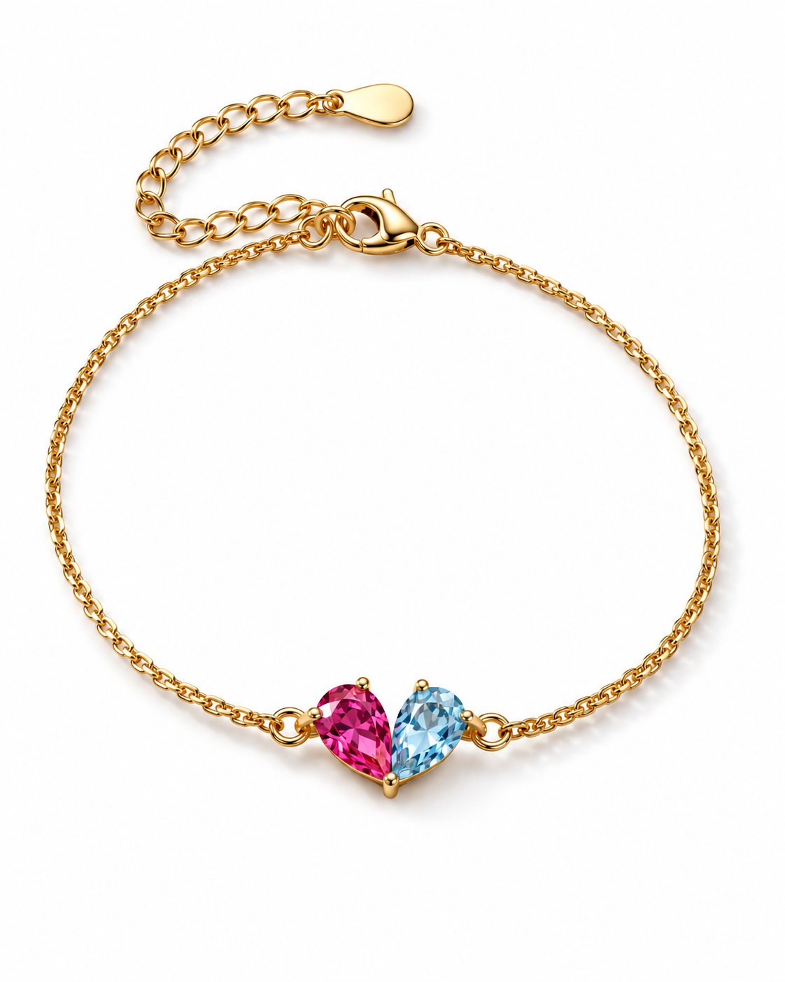 Eléa birthstone bracelet with two pear-cut birthstones