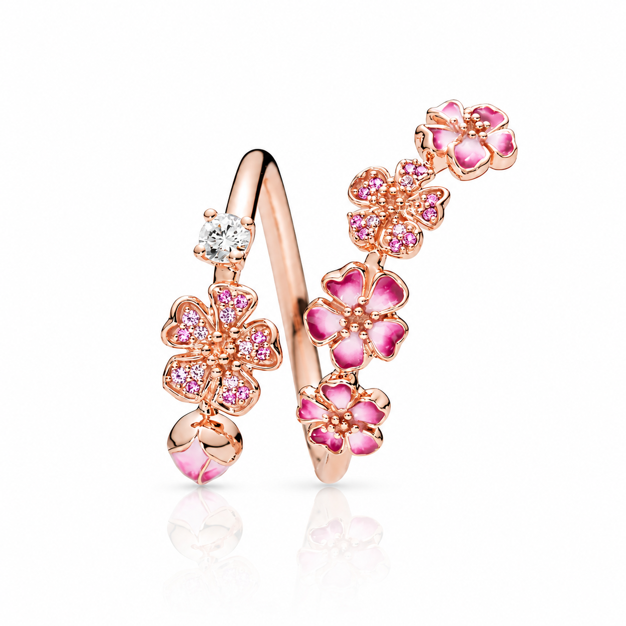 Éclore Ring by Zavéa Jewellery – elegant gold flower ring with delicate pink zirconia details