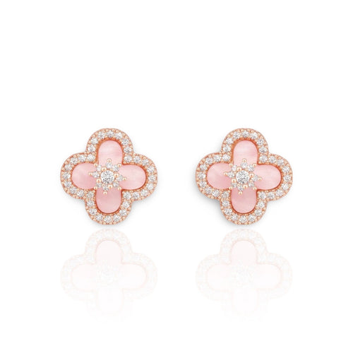 Diamond Bloom flower stud earrings in rose gold