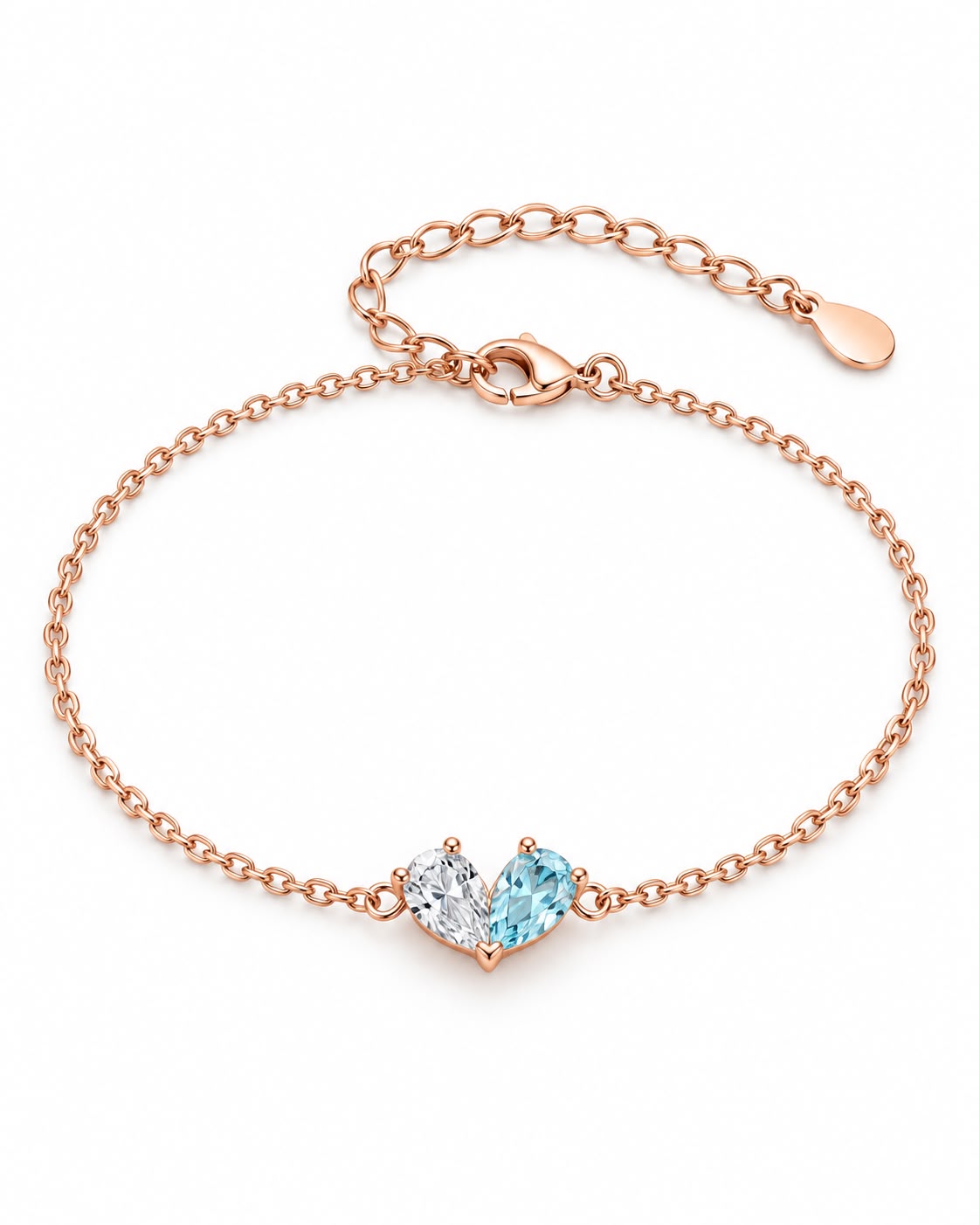 Eléa birthstone bracelet with two pear-cut birthstones