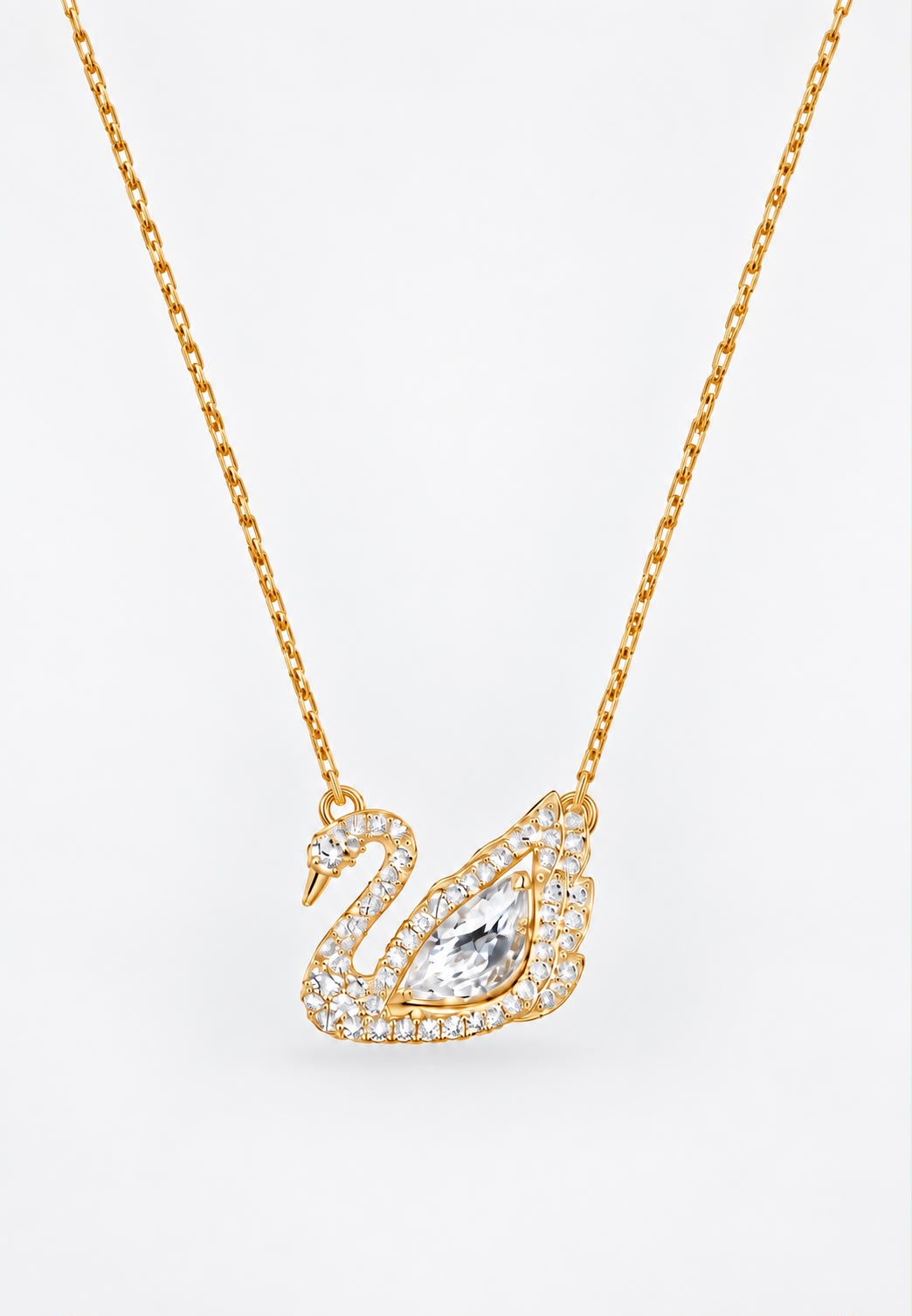 Swané swan necklace with pink crystal pendant